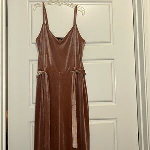 Pink Belted Velvet Jumpsuit